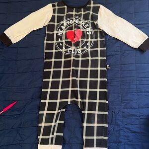 Rags to Raches Black and White Bodysuit with Geometric Pattern